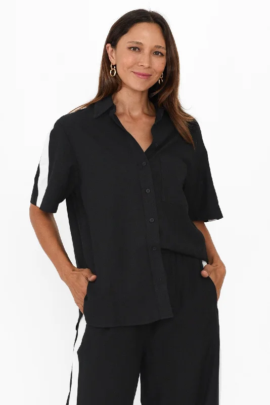 Francis Black Stripe Pocket Shirt-- Fashionable Trendy Casual