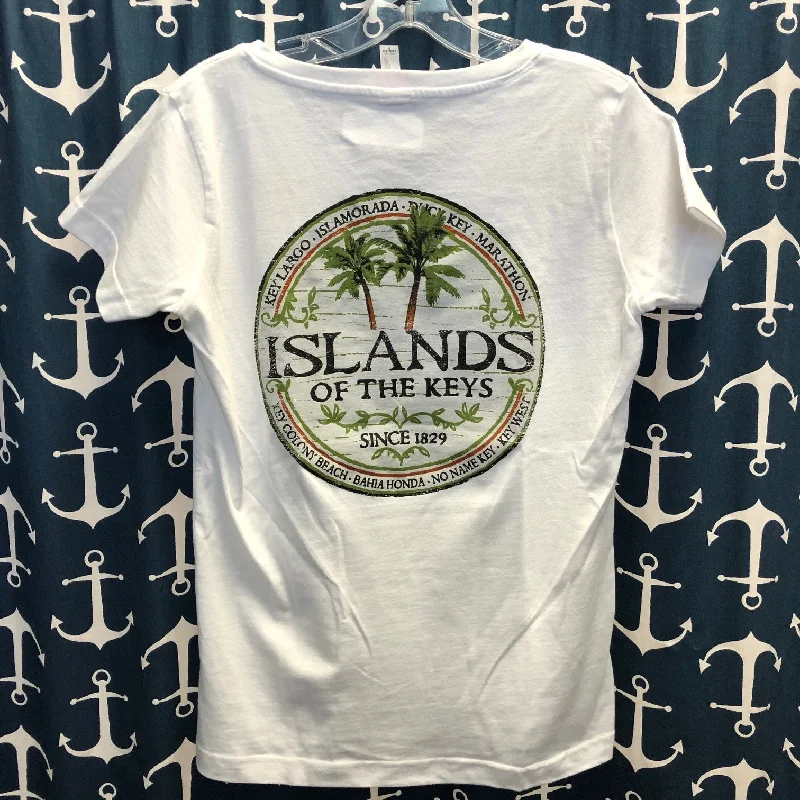 Ladies Islands of the Keys V Neck T-Shirt, White-- Faux Fur Fabric Real Fur Fabric Shearling Fabric Ladies Islands of the Keys V Neck T-Shirt, White-- Faux Fur Fabric Real Fur Fabric Shearling Fabric