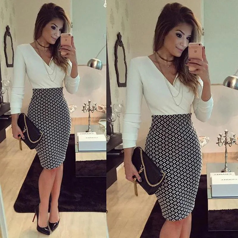 summer women dress vestidos v neck white long sleeve bodycon party sexy club office shirt evening midi t shirt dresses-- Terry Blend Velvet Blend Canvas Blend