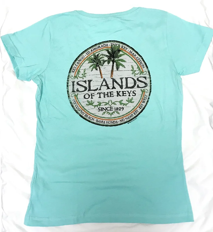 Islands of the Keys V Neck T-Shirt, CM Blue-- Wool Fabric Cashmere Fabric Tweed Fabric Islands of the Keys V Neck T-Shirt, CM Blue-- Wool Fabric Cashmere Fabric Tweed Fabric