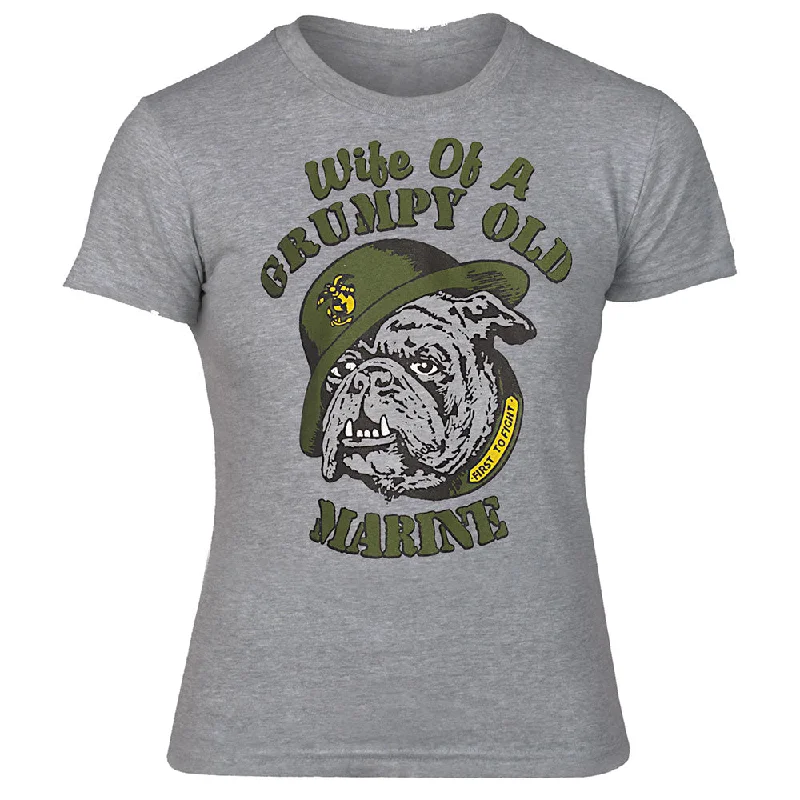 Wife of a Grumpy Old Marine T-shirt-- Polka Dot Checkered Tartan