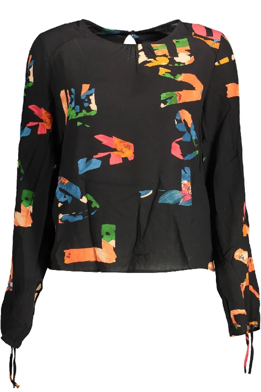 Desigual Elegant  Gathe Sleeve Women's Shirt-- Collared T-Shirt Boat Neck A-Line