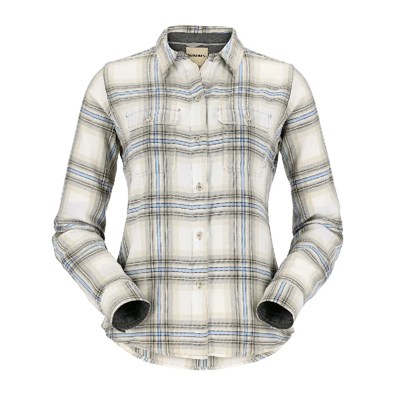 Simms Womens Santee Flannel Shirt Soft Rose Camp Plaid-- Fleece Nylon Spandex