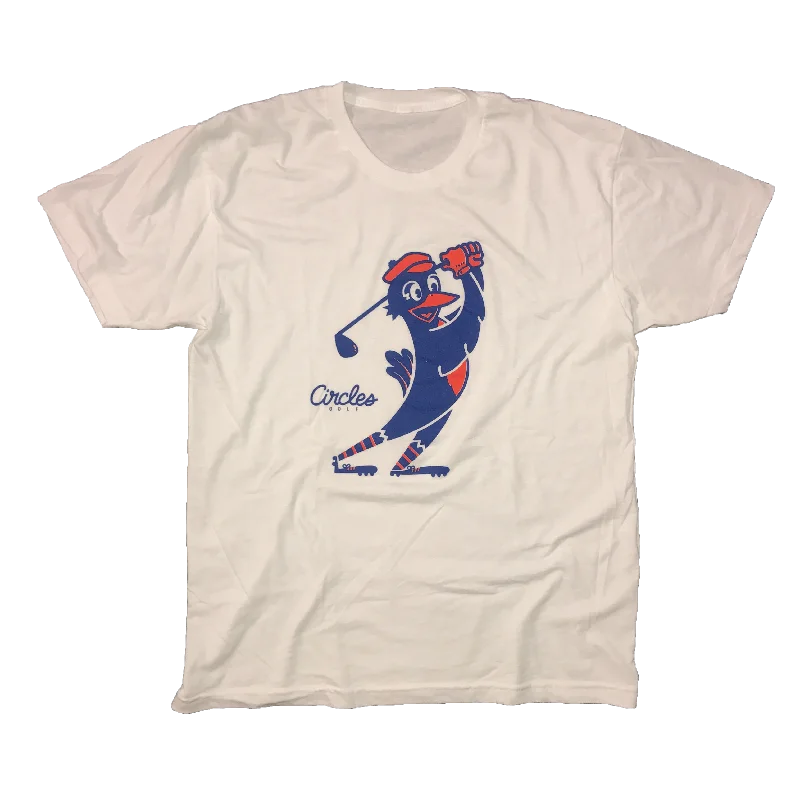 Circles Golf Chirps Mascot Logo T-Shirt-- Graphic Embroidered Appliqued