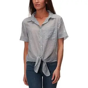 Dylan Sand Washed Camp Shirt-- Denim Fabric Leather Fabric Suede Fabric