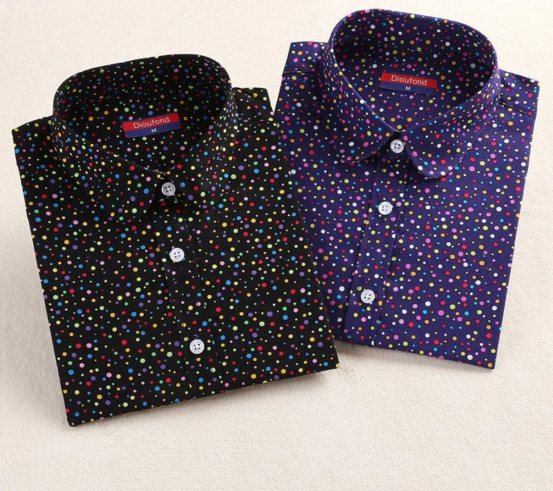 Polka Dot Blouse Long Sleeve Shirt Women Blouses Cotton Women Shirts Red Blue Dot Top Women Tops-- Beaded Sequined Faux Fur Polka Dot Blouse Long Sleeve Shirt Women Blouses Cotton Women Shirts Red Blue Dot Top Women Tops-- Beaded Sequined Faux Fur