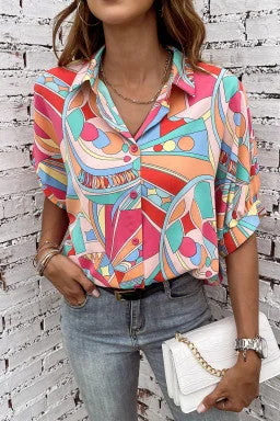 Multicolor Batwing Sleeve Loose Shirt-- Oversized T-Shirt Spandex breathable