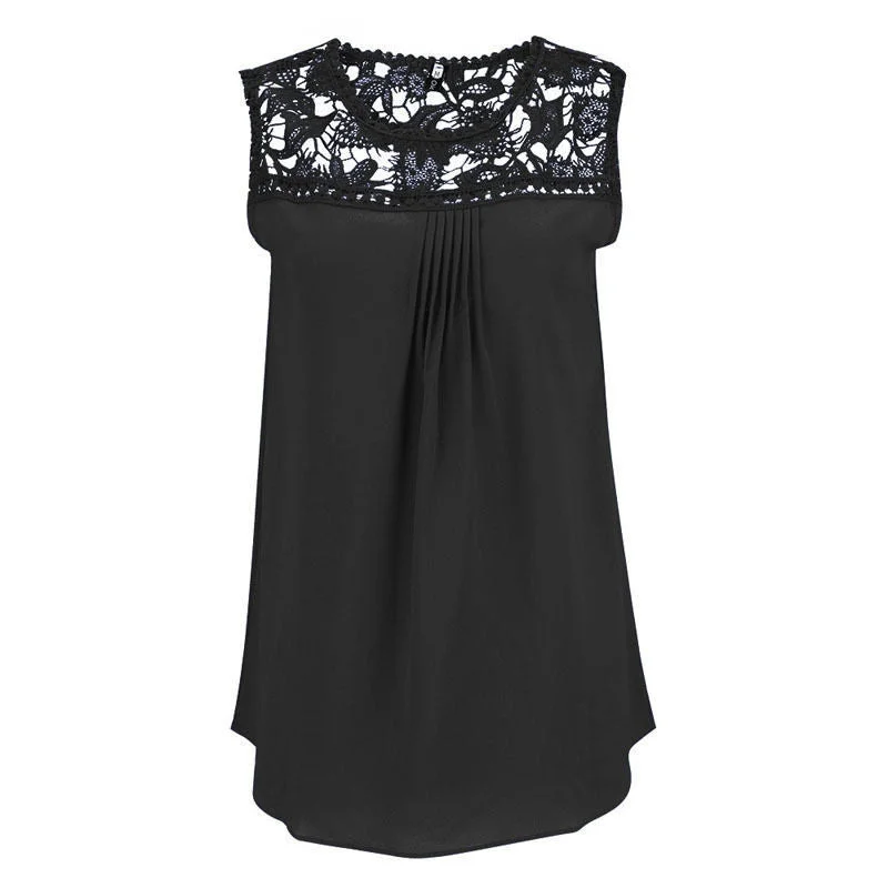 Fashion Sleeveless Casual Tops Chiffon Women Blouse Shirts Loose Tops S-XL-- Collared Crew Neck Turtle Neck