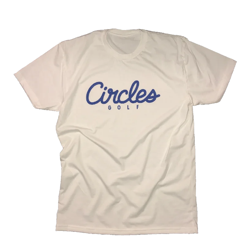 Circles Golf Text Logo T-Shirt-- Wool Fabric Cashmere Fabric Tweed Fabric