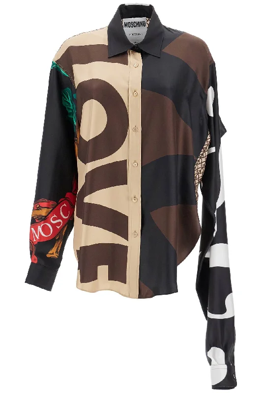 Moschino Women's Silk Patchwork Shirt-- Spandex Blend Rayon Blend Denim Blend