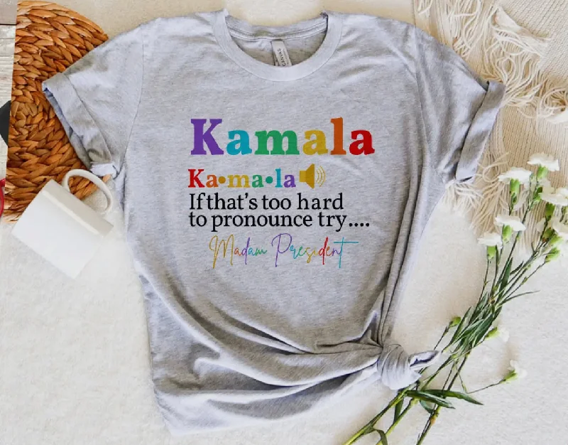 Kamala Harris Pronounce T-Shirt-- Embroidered Appliqued Beaded