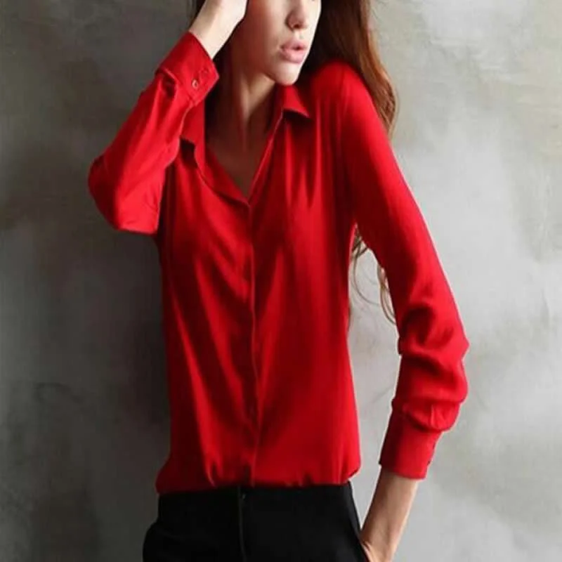 Loose Solid Color Long Sleeve Chiffon Women Blouse White Black Blue Women Chiffon Blouse V-neck Shirt Tops-- Plaid T-Shirt Polka Dot Checkered Loose Solid Color Long Sleeve Chiffon Women Blouse White Black Blue Women Chiffon Blouse V-neck Shirt Tops-- Plaid T-Shirt Polka Dot Checkered