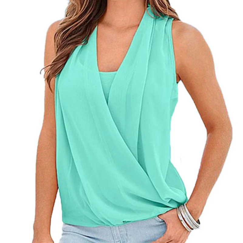 Blouses Women White Sleeveless Chiffon Blouse Deep V Neck Chiffon Knit Vest Casual Women's Shirt-- Chenille Fabric Brocade Fabric Lace Fabric Blouses Women White Sleeveless Chiffon Blouse Deep V Neck Chiffon Knit Vest Casual Women's Shirt-- Chenille Fabric Brocade Fabric Lace Fabric