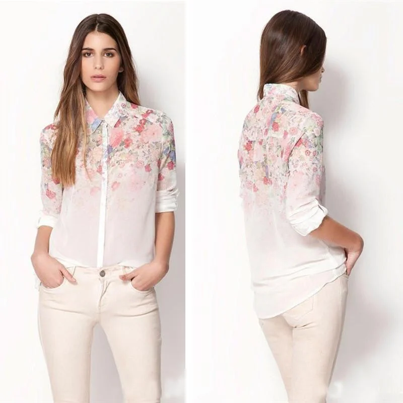 White See-Through Women Loose Button Down Shirt Blouse Lapel Chiffon Floral Shirt-- Nylon Fabric Polyester Fabric Spandex Fabric White See-Through Women Loose Button Down Shirt Blouse Lapel Chiffon Floral Shirt-- Nylon Fabric Polyester Fabric Spandex Fabric