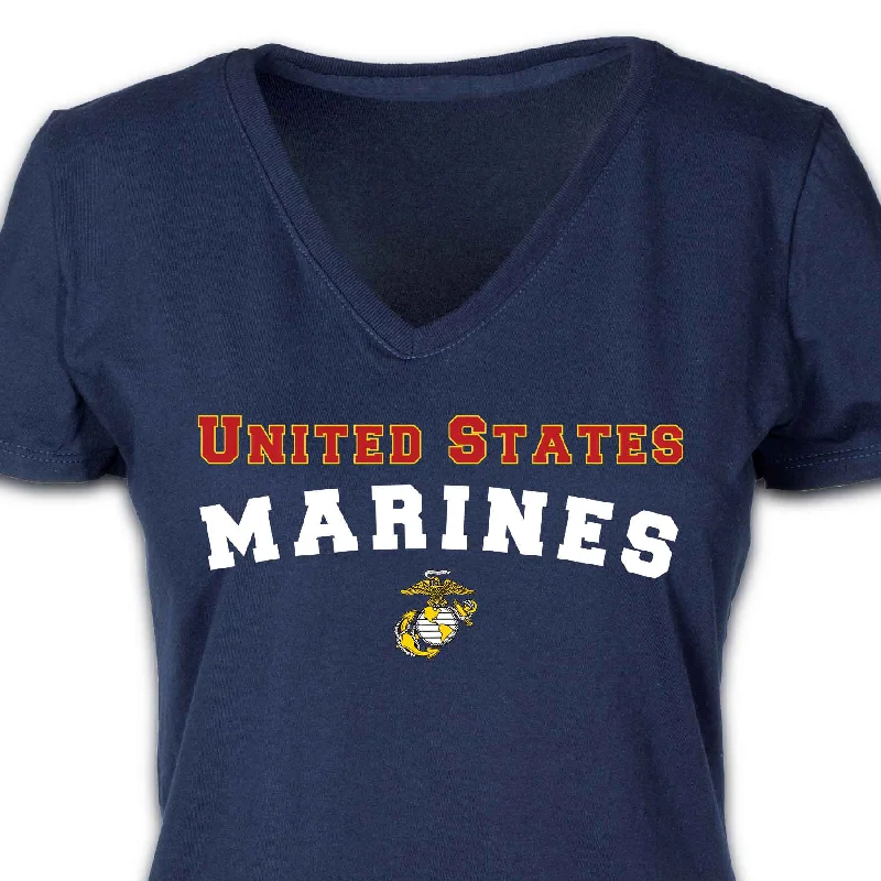Women's V-Neck United States Marines T-shirt-- Welt Pockets Slit Pockets Flap Pockets Women's V-Neck United States Marines T-shirt-- Welt Pockets Slit Pockets Flap Pockets