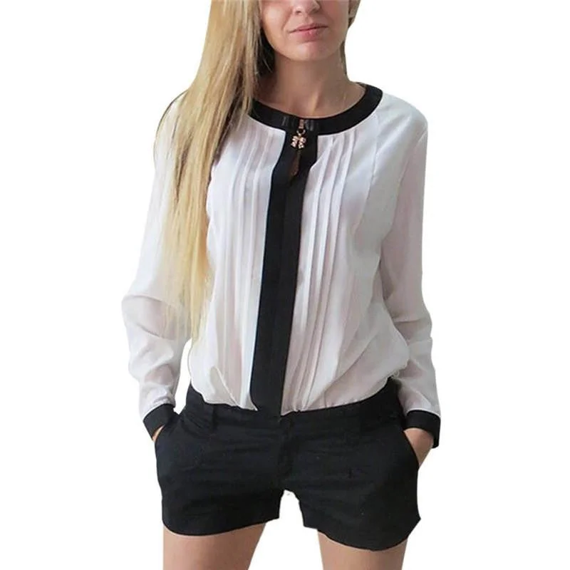 Women Chiffon blouses Long Sleeve Shirt Pleated Patchwork Office Blouses Tops-- Satin Blend Silk Blend Wool Blend Women Chiffon blouses Long Sleeve Shirt Pleated Patchwork Office Blouses Tops-- Satin Blend Silk Blend Wool Blend