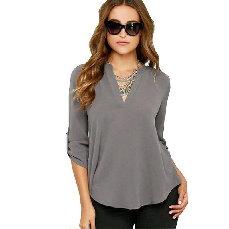 Fashion Tops 7 Colors 8 Size Loose Women Casual Chiffon Blouse Shirt V-Neck Big Sizes 5Xl 6Xl-- Zippered Front Buttoned Front Snap Front Fashion Tops 7 Colors 8 Size Loose Women Casual Chiffon Blouse Shirt V-Neck Big Sizes 5Xl 6Xl-- Zippered Front Buttoned Front Snap Front
