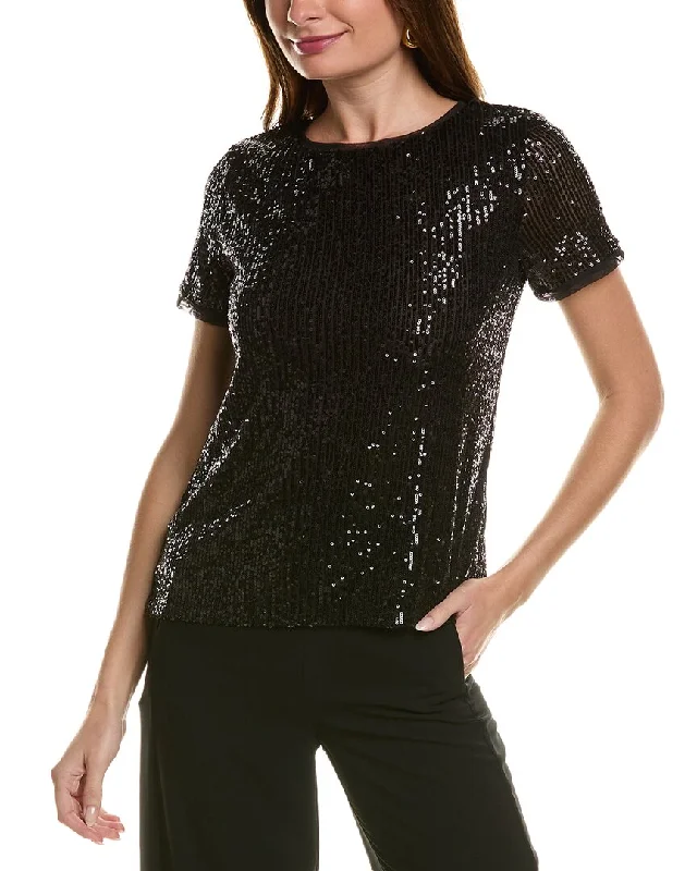 Anne Klein Banded T-Shirt-- Terry Blend Velvet Blend Canvas Blend