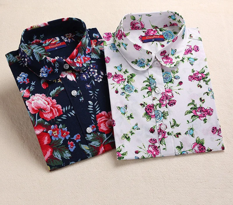 Floral Shirts Women Blouses Blouse Cotton Long Sleeve Shirt Women Tops And Blouses Fashion 5XL-- Solid Print Embellished Floral Shirts Women Blouses Blouse Cotton Long Sleeve Shirt Women Tops And Blouses Fashion 5XL-- Solid Print Embellished