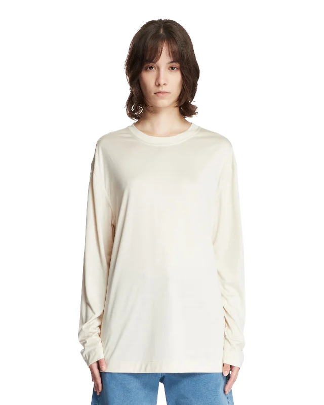 T-Shirt Bianca In Seta-- Layered Multi-layer Single Layer