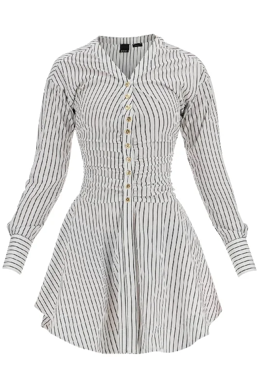 Pinko Women's Striped Poplin Mini Dress With Nine Elegant Long Evening