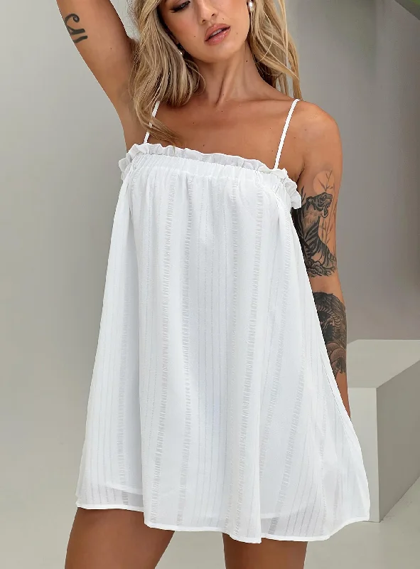 Marsaline Mini Dress White Tunics Satin smooth