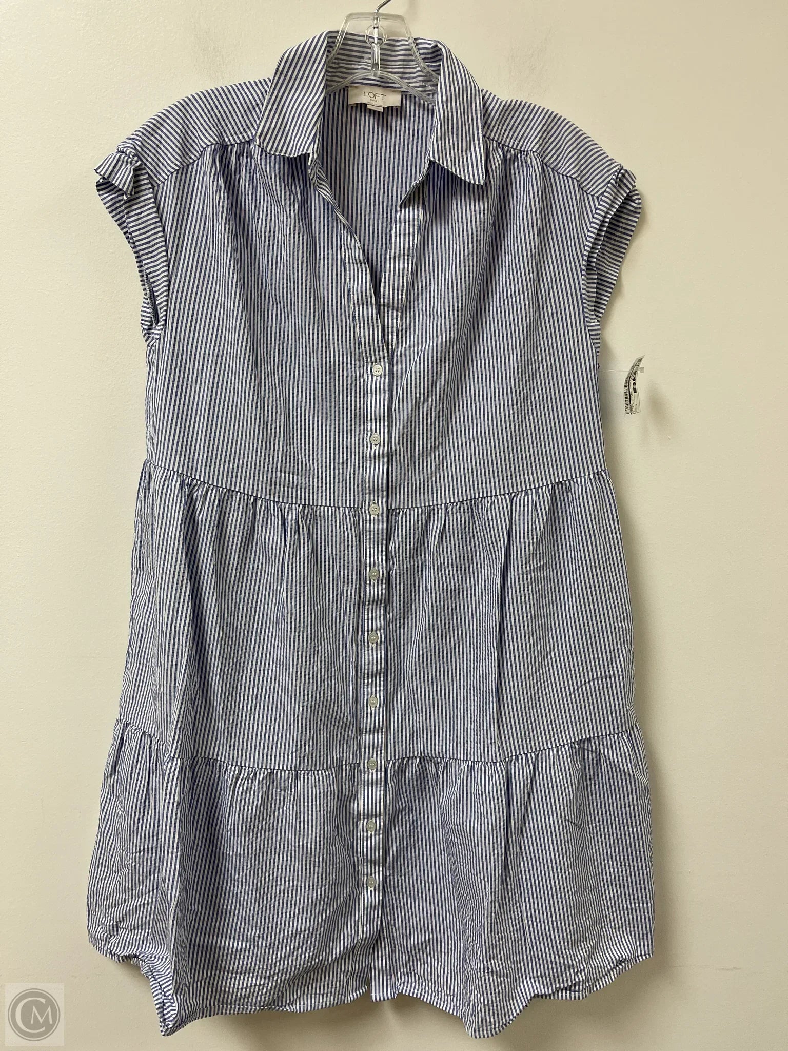 Dress Casual Short By Loft In Blue & White, Size: S Boatneck Modish Everyday