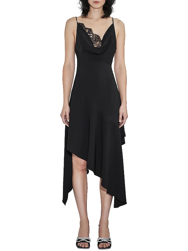 Womens Metallic Silk Midi Dress Tunics Running lightweight
