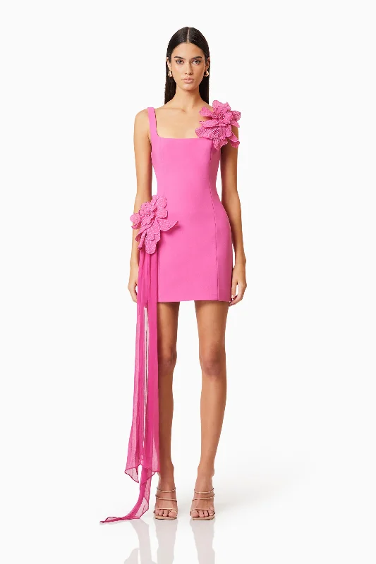 Janelle Party Mini Dress In Pink Chic Mini Dress with V-Neck