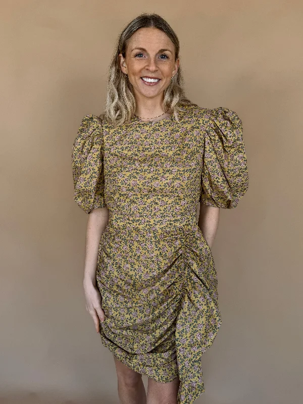Reid Ruched Sash Mini Dress Classic Floral Mini Dress