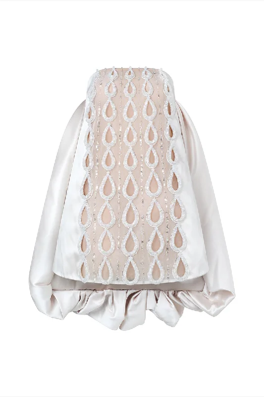 OFF-SHOULDER TEARDROP MINI DRESS Casual Button-Up Mini Dress