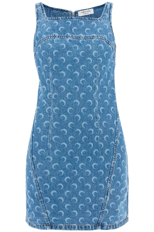 Marine Serre Women's "Denim Moon Mini Dress For Tunics Cozy comfortable