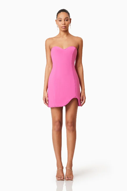Janelle Strapless Mini Dress In Pink Cozy Wraparound Mini Dress