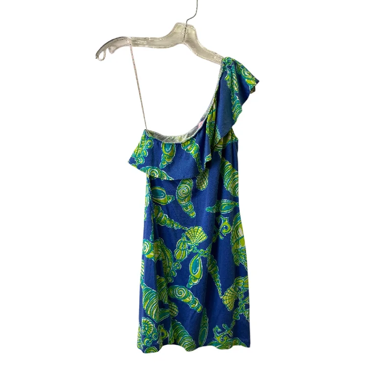 Dress Designer By Lilly Pulitzer In Blue & Green, Size:S Square Neckline Feminine