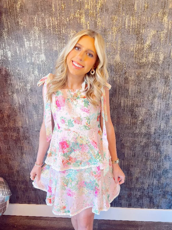 Sparks Fly Eyelet Mini Dress Chic Sleeveless Mini Dress