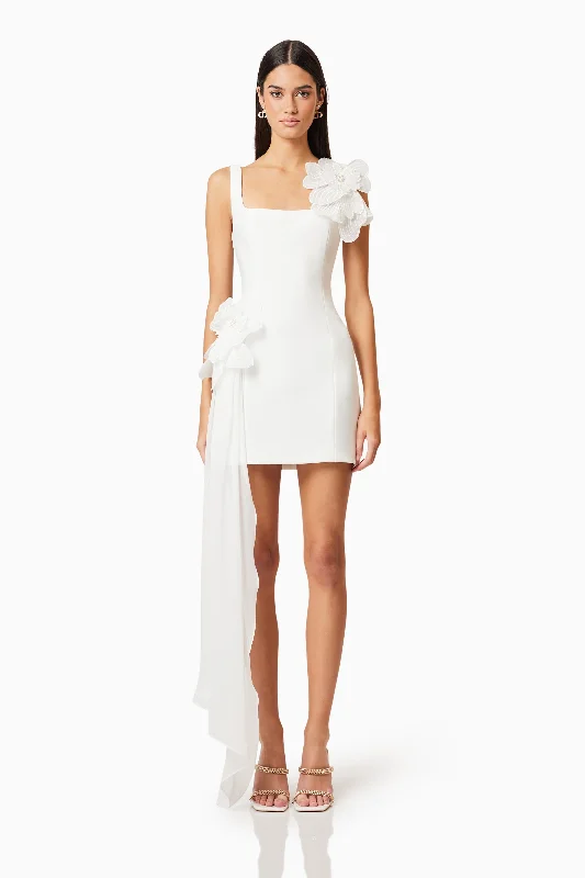 Janelle Party Mini Dress In White Fashionable Party Mini Dress
