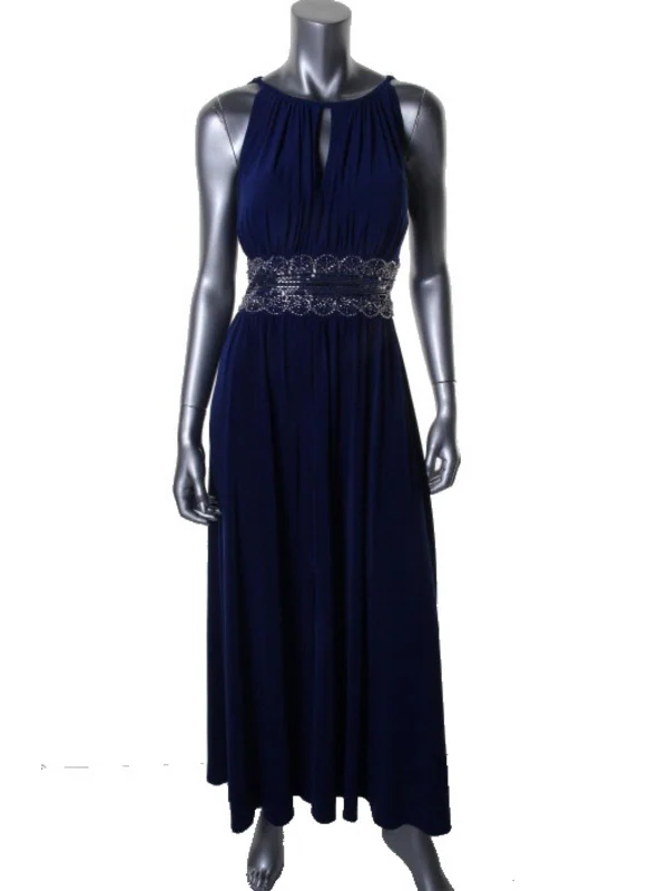 Petites Womens Matte Jersey Embellished Formal Dress Off-the-shoulder Chic Trendy