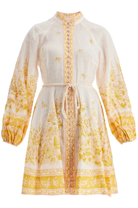 Zimmermann Women's Floral Linen Mini Dress With Tunics Distressed trendy