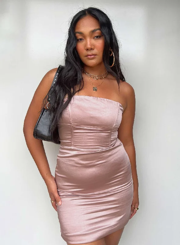 Ashbur Strapless Mini Dress Pink Tunics Evening elegant