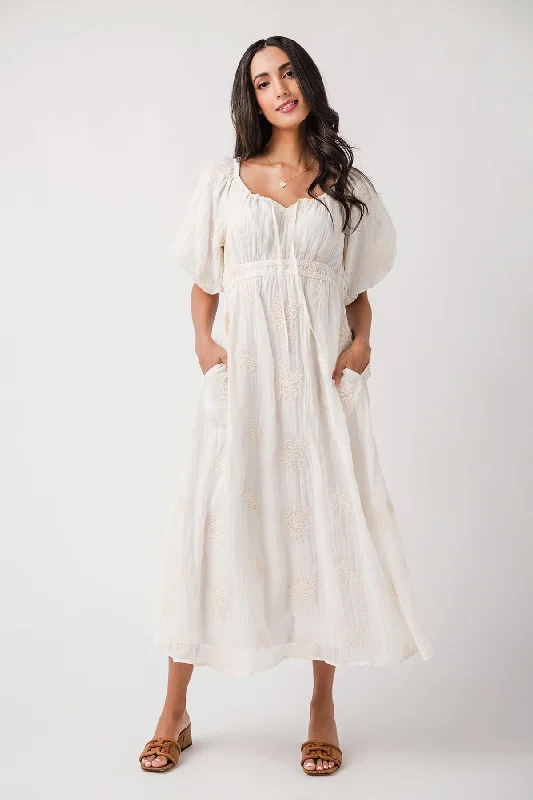 Wishlist Floral Embroidered Puff Sleeve Midi Dress Bodycon Club Sequined