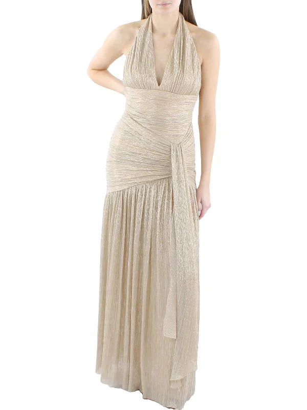Womens Metallic Halter Evening Dress Tunics Occasion special