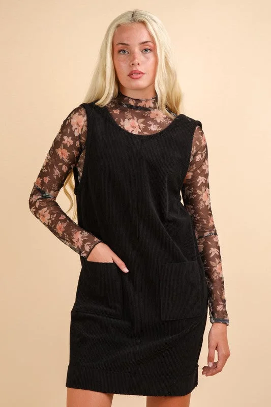 Corduroy Backless Casual Mini Dress Comfortable Boho Mini Dress