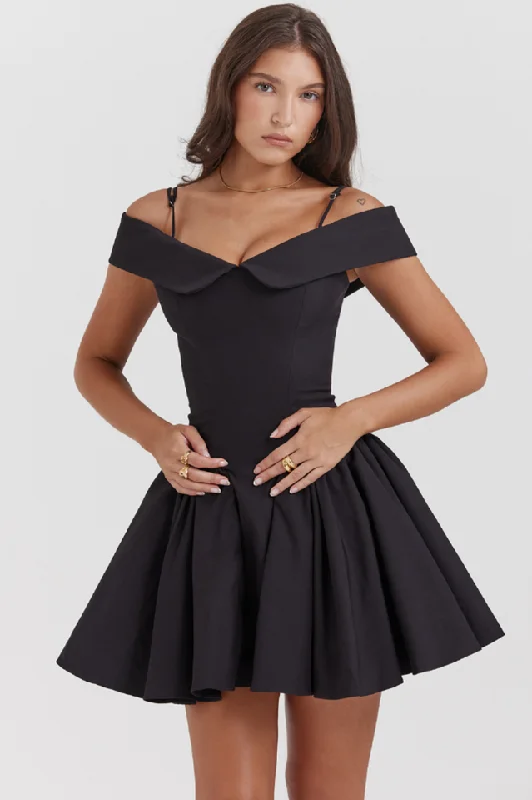 Elida Black Mini Dress Chic Halter Mini Dress