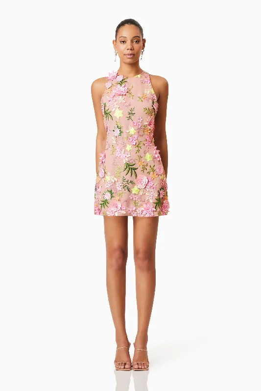Aella Party Mini Dress In Pink Cozy Jersey Mini Dress