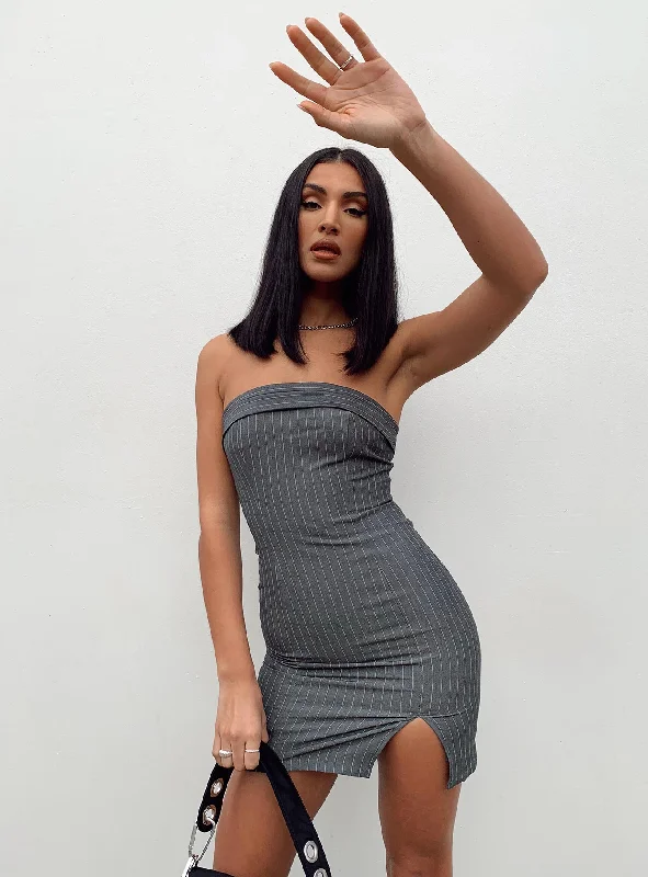 Sebastian Strapless Mini Dress Grey Tunics Print Colorful