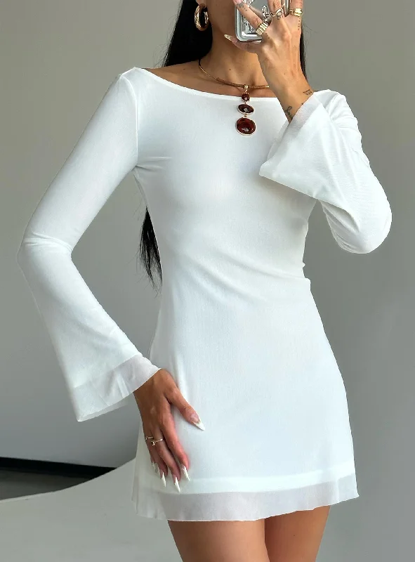 Lukea Long Sleeve Mini Dress White Petite Tunics Review highly