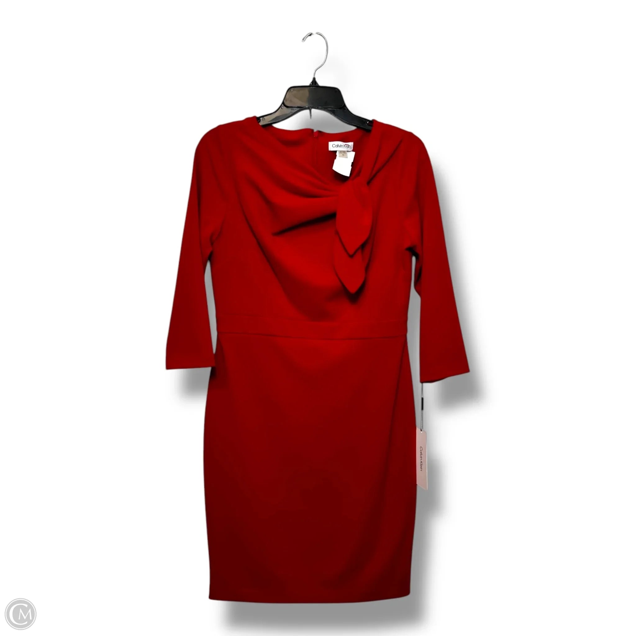 Dress Casual Midi By Calvin Klein In Red, Size: 10 Tunics Party sparkling