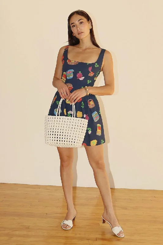 Livia Colorful Grocery Print Mini Dress Classic Shift Mini Dress