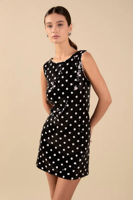 Endless Rose - Dot Sequin Mini Dress Classic Solid Mini Dress