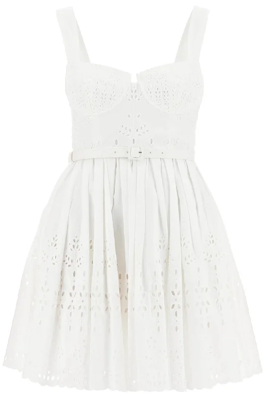Self Portrait Cotton Sangallo Mini Dress With Tunics Sale discount